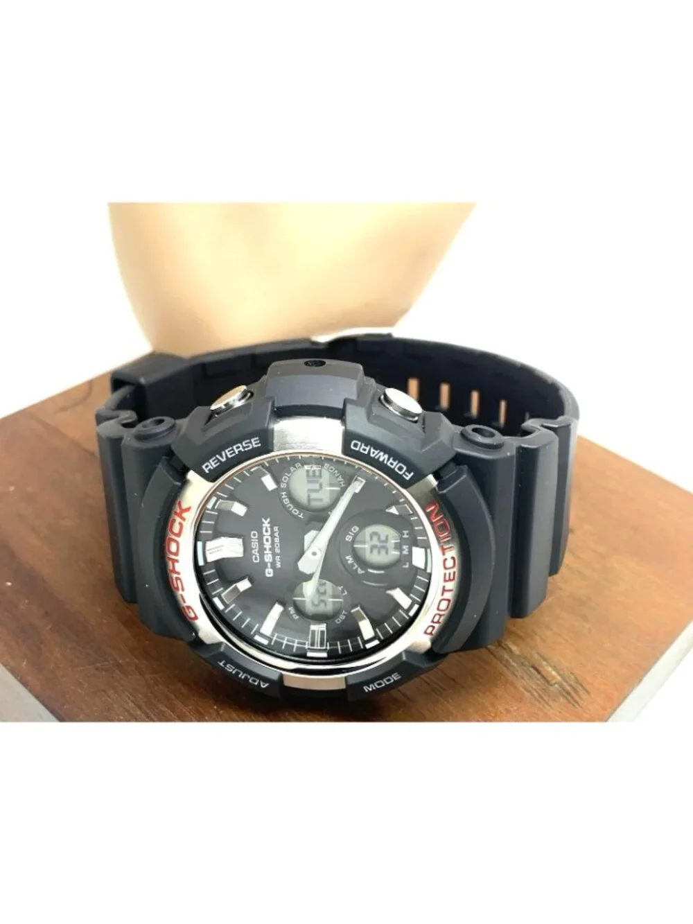 Casio Mens Watch G-Shock GAS100 Black Resin Analog Digital Tough Solar 47mm 5445